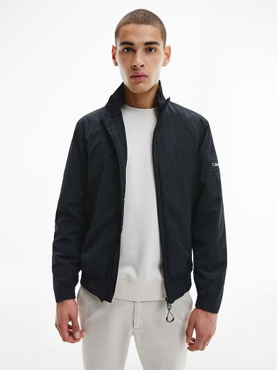 Calvin Klein Ruhák HU776036 | Calvin Klein Crinkle Nylon Zip Up Férfi Dzseki Fekete